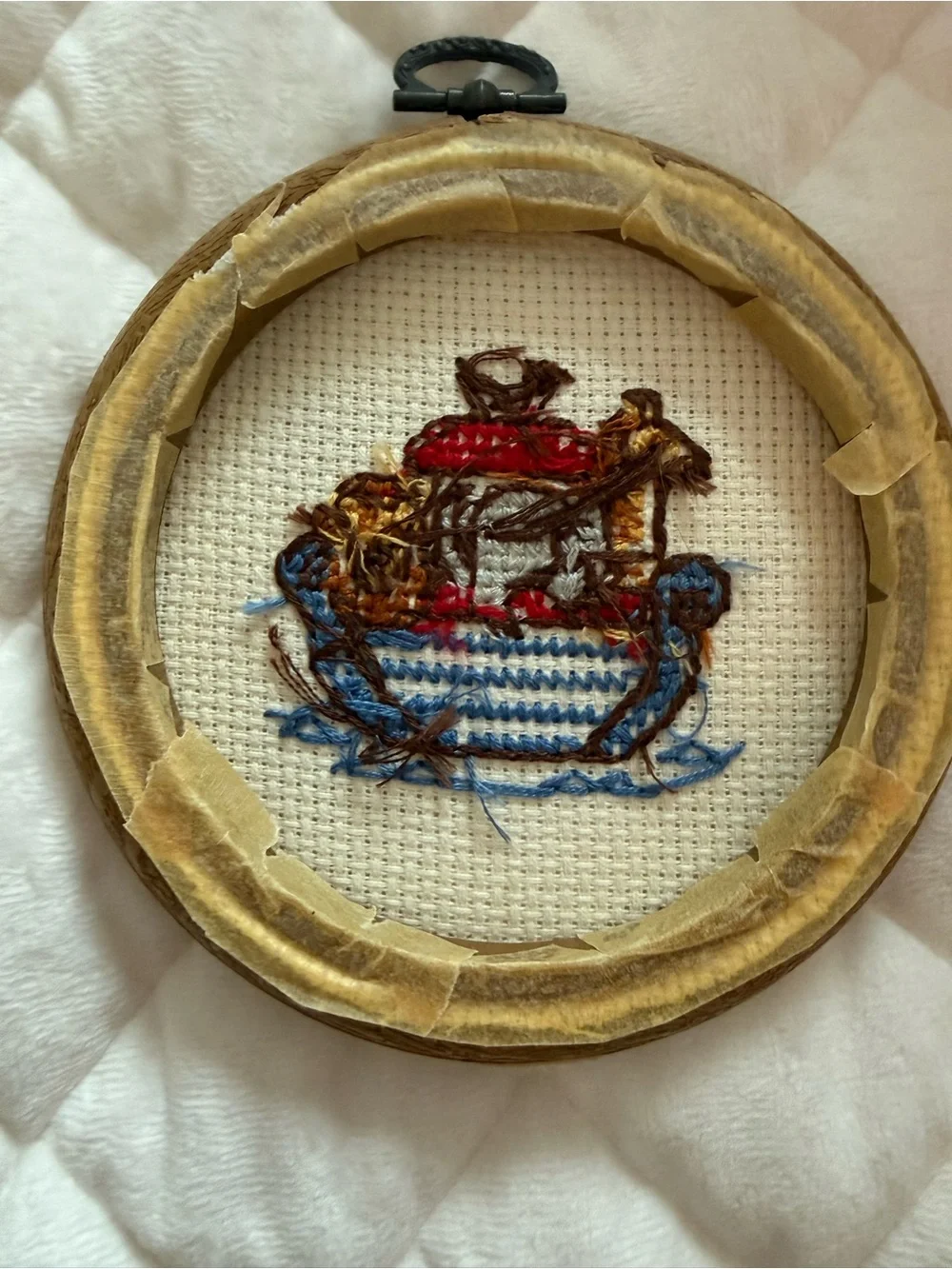 Handmade Noah's Ark Cross Stitch for Baby’s Room